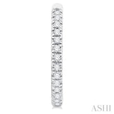 1/6 ctw French Pave Set Round Cut Diamond Fashion Half Hoop Earring in 14K White Gold